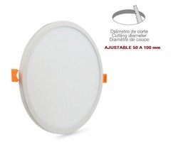 Downlight panel LED Redondo 115mm Blanco 8W, Corte ajustable 50 a 100mm